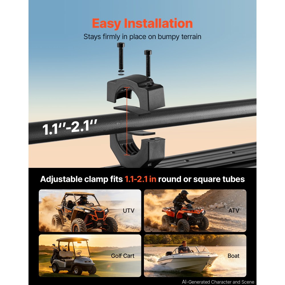 VEVOR Barra de Sonido para UTV, con 2 Tweeters y 2 Altavoces de Medios-graves, Compatible con Bluetooth, USB, Entrada Auxiliar y Control Remoto RF, Iluminación RGB Multicolor, para Carritos de Golf