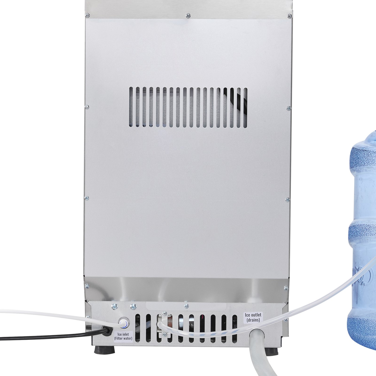 VEVOR Máquina para Fabricar Hielo 41 kg/24 h Almacenamiento de 3-6 kg, 32 Cubitos por Ciclo, De Acero Inoxidable, Independiente y Bajo Encimera, Con Pantalla LED y Autolimpieza, Para Restaurante