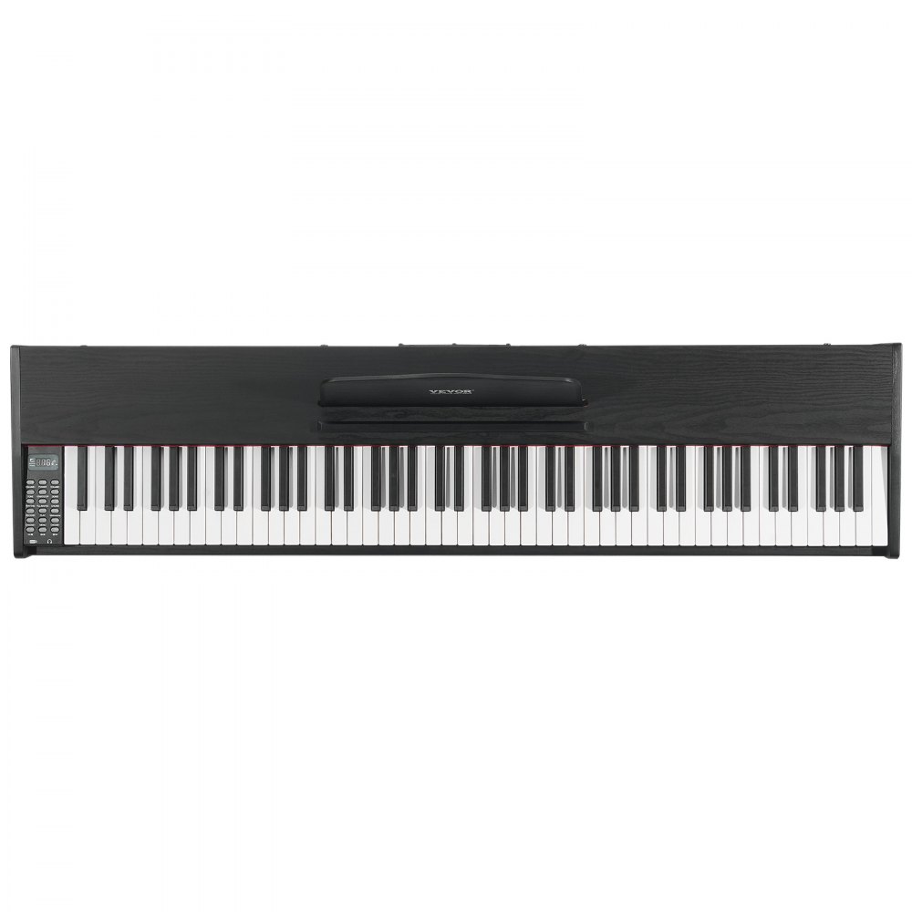 VEVOR Piano Digital Ponderado, 88 Teclas Totalmente Ponderadas, Piano Eléctrico con Teclado Dual y Altavoces, Soporte de Gabinete Simple con Auriculares, 200 Tonos y Ritmos, Compatible con Bluetooth/USB/MIDI, para Principiantes