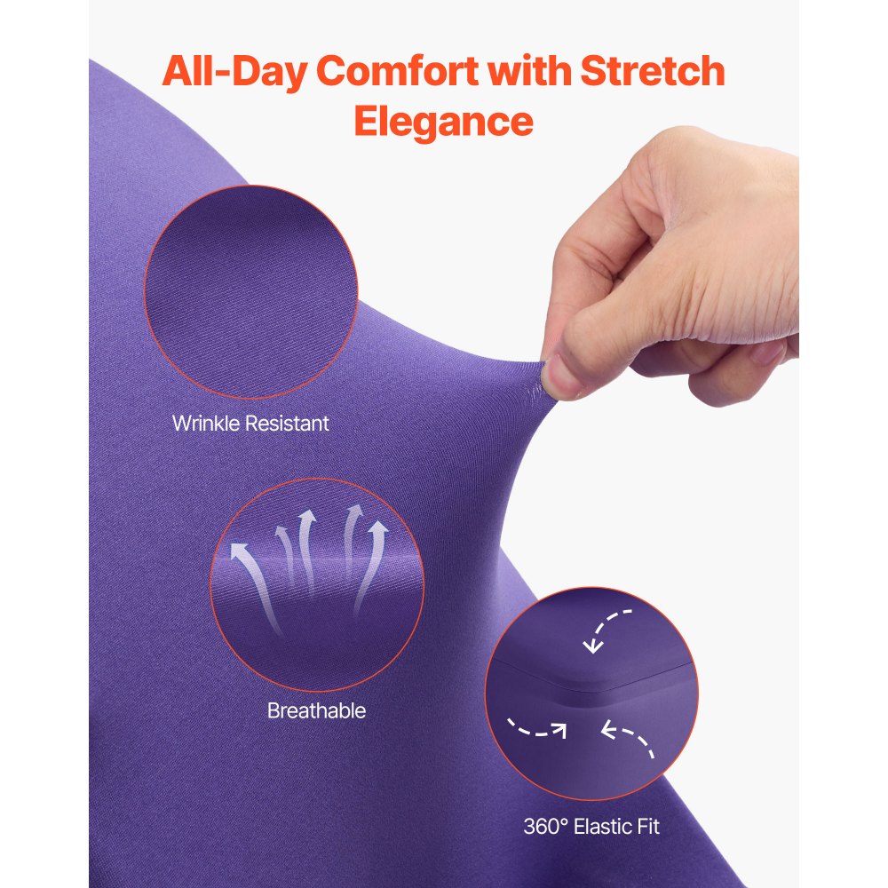 VEVOR Fundas Sillas de Comedor 50 Piezas, Funda para Sillones Elástica de Poliéster y Elastano, para Sillas de Hasta 45 x 46 x 77 cm, Tela Suave y Transpirable, para Boda, Fiestas, Banquetes, Púrpura
