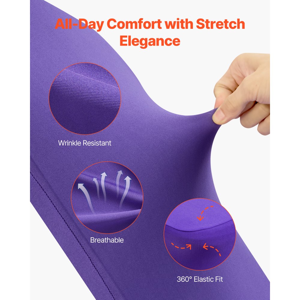 VEVOR Fundas Sillas de Comedor 50 Piezas, Funda para Sillones Elástica de Poliéster y Elastano, para Sillas de Hasta 51 x 45 x 95 cm, Tela Suave y Transpirable, para Boda, Fiestas, Banquetes, Púrpura