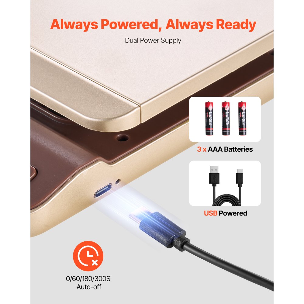 VEVOR Báscula Postal Digital Portátil de 40 kg, Alta Precisión de 2 g, ABS, con Función de Retención de Tara, Apagado Automático, Calibración, Soporte Plegable, para Envíos de Cartas y Paquetes