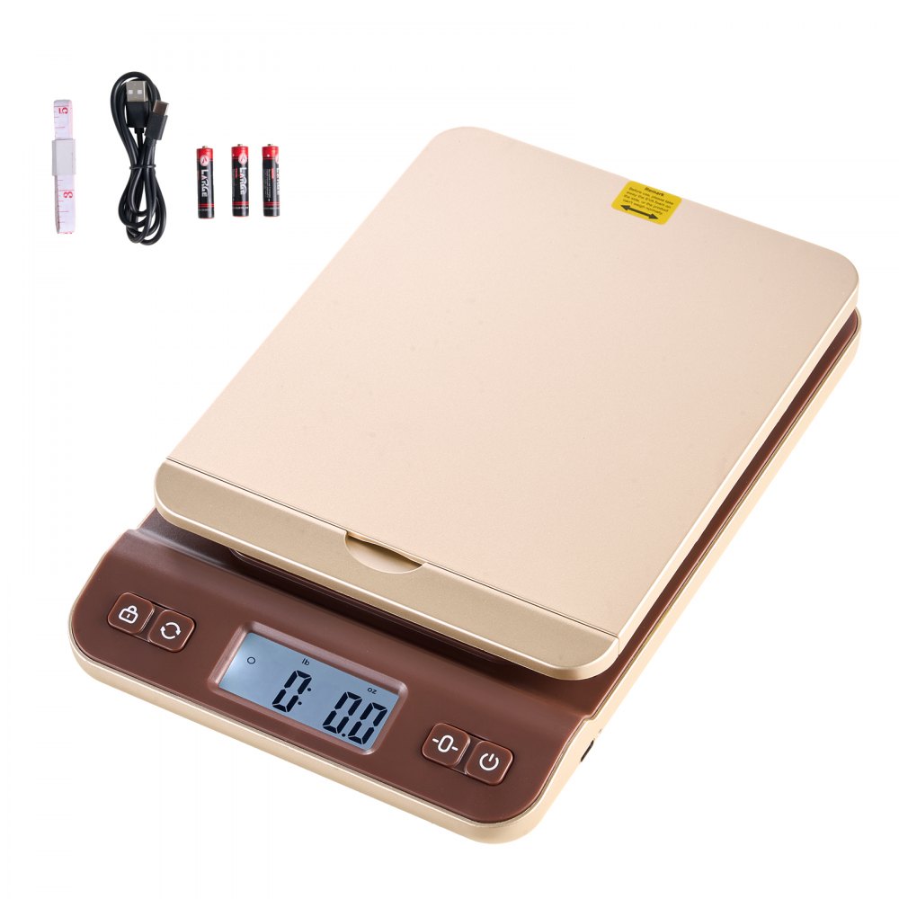 VEVOR Báscula Postal Digital Portátil de 40 kg, Alta Precisión de 2 g, ABS, con Función de Retención de Tara, Apagado Automático, Calibración, Soporte Plegable, para Envíos de Cartas y Paquetes