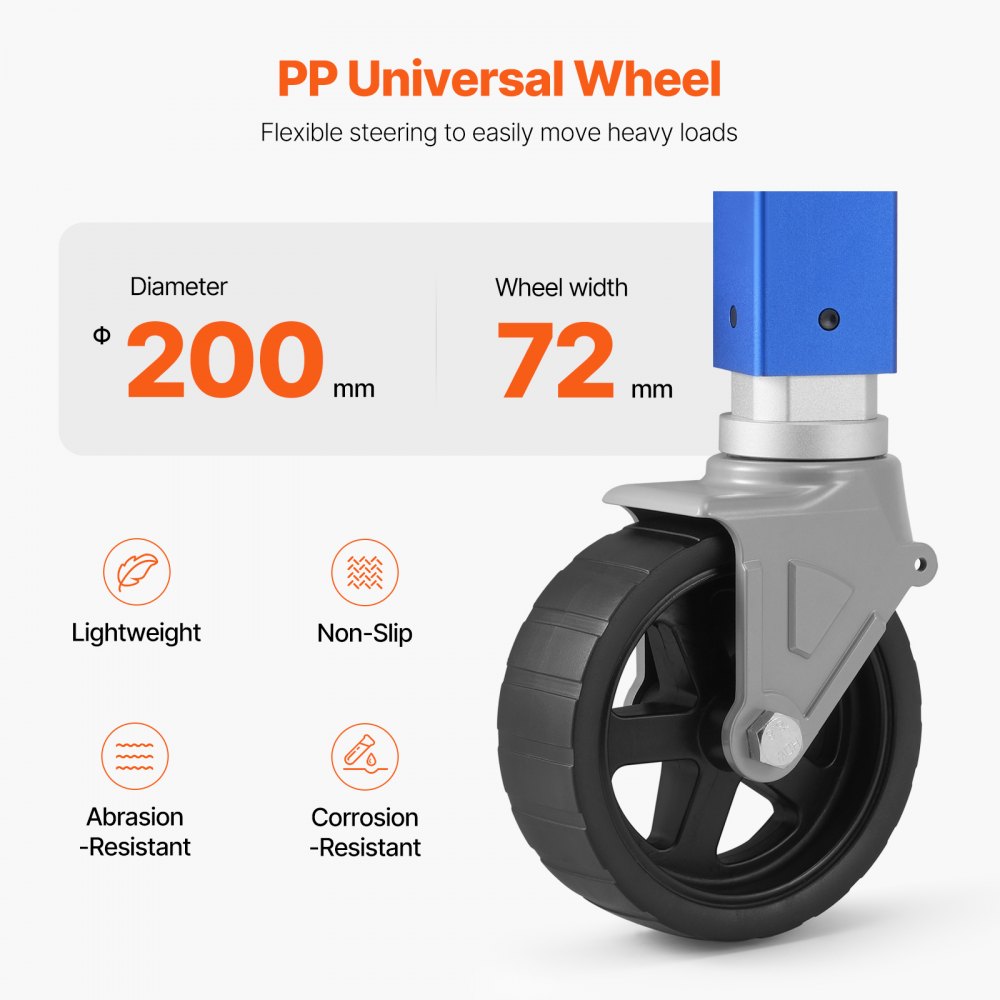 VEVOR Trailer Jack with Wheel, 725kg Trailer Support, Swivel Joint Boat Trailer Jack PP Single Wheel, 254mm Lift, Bolt-On Travel Trailer with Handle for Motorhome, Boat, Horse Trailer, Utility Trailer