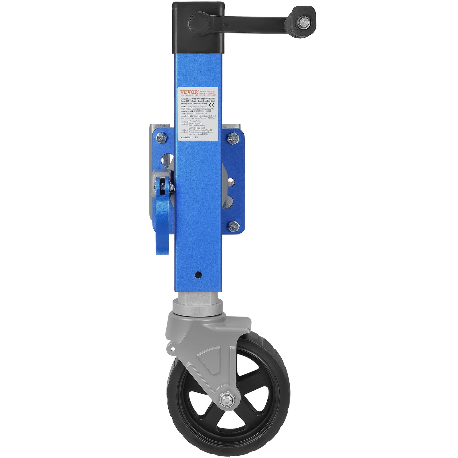 VEVOR Gato para Remolque de Barcos Carga 725 kg Rueda Giratoria para Remolque de Servicio Pesado con Rueda de PP Elevación 410-670 mm para Remolque de Autocaravana, Equitación, Utilidad, Yate
