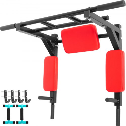 VEVOR Barra de Tracción Montada en La Pared para Todas Personas Ideal para El Entrenamiento Puede Instalar Esta Barra de Tracción Montada en La Habitación El Hogar o En Gimnasio Comercial Color Rojo
