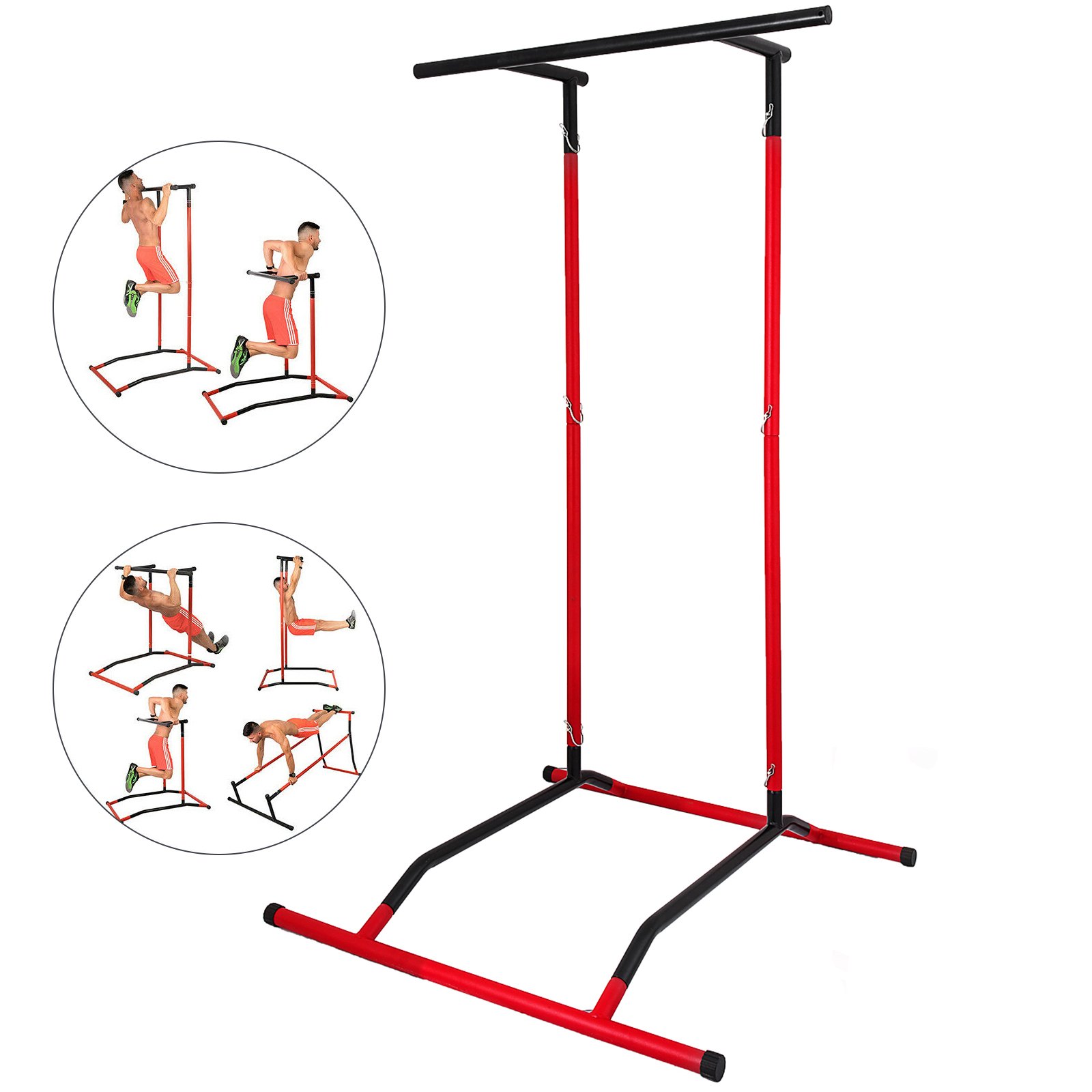 Barra Calistenia de100 kg Estación de Musculación Negro y Rojo Ancho 113 cm