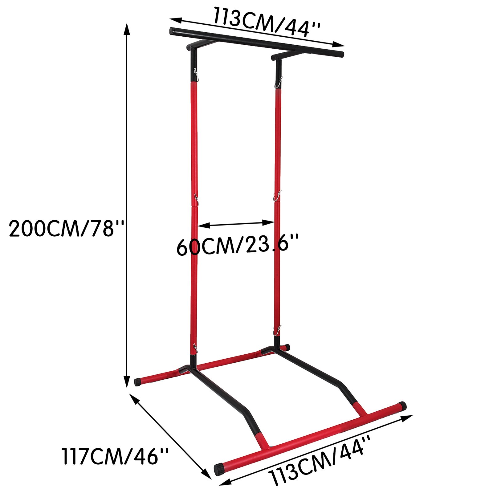 Barra Calistenia de100 kg Estación de Musculación Negro y Rojo Ancho 113 cm