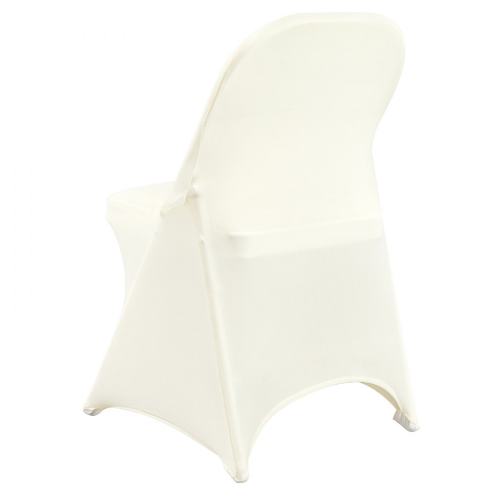 VEVOR Fundas para Sillas Plegables de Spandex Elástico, Funda para Silla Ajustable Universal, Fundas Protectoras Lavables Extraíbles, para Bodas, Vacaciones, Banquetes, 50 Unidades Blanco Marfil