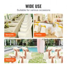 VEVOR 50 Unidades Fundas para Sillas Plegables de Spandex Elástico, Funda para Silla Ajustable Universal, Fundas Protectoras Lavables Extraíbles, para Bodas, Vacaciones, Banquetes, 50 Unidades Blanco Marfil