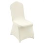 Silla blanca con funda de spandex elástica VEVOR ajustada cómodamente sobre ella. Diseño simple y elegante.