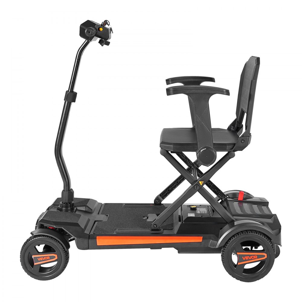 VEVOR Patinete Eléctrico de Movilidad 4 Ruedas para Adultos y Personas Mayores, Plegable e Integrado con Autonomía 15 km, Capacidad de Ascenso 9° y Carga 120 kg, 970 x (570-640) x (810-950) mm