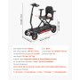 VEVOR Patinete Eléctrico de Movilidad 4 Ruedas para Adultos y Personas Mayores, Plegable e Integrado con Autonomía 15 km, Capacidad de Ascenso 9° y Carga 120 kg, 970 x (570-640) x (810-950) mm