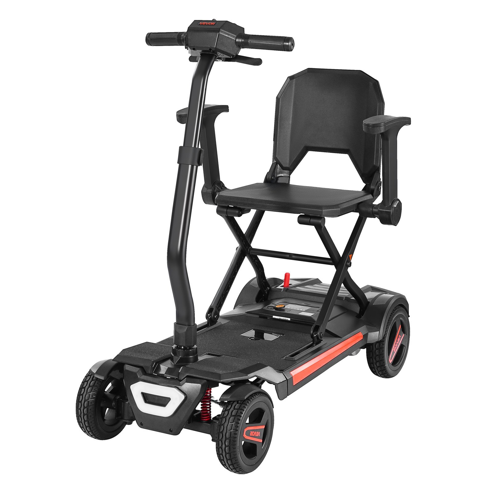 VEVOR Patinete Eléctrico de Movilidad 4 Ruedas para Adultos y Personas Mayores, Plegable e Integrado con Autonomía 15 km, Capacidad de Ascenso 9° y Carga 120 kg, 970 x (570-640) x (810-950) mm