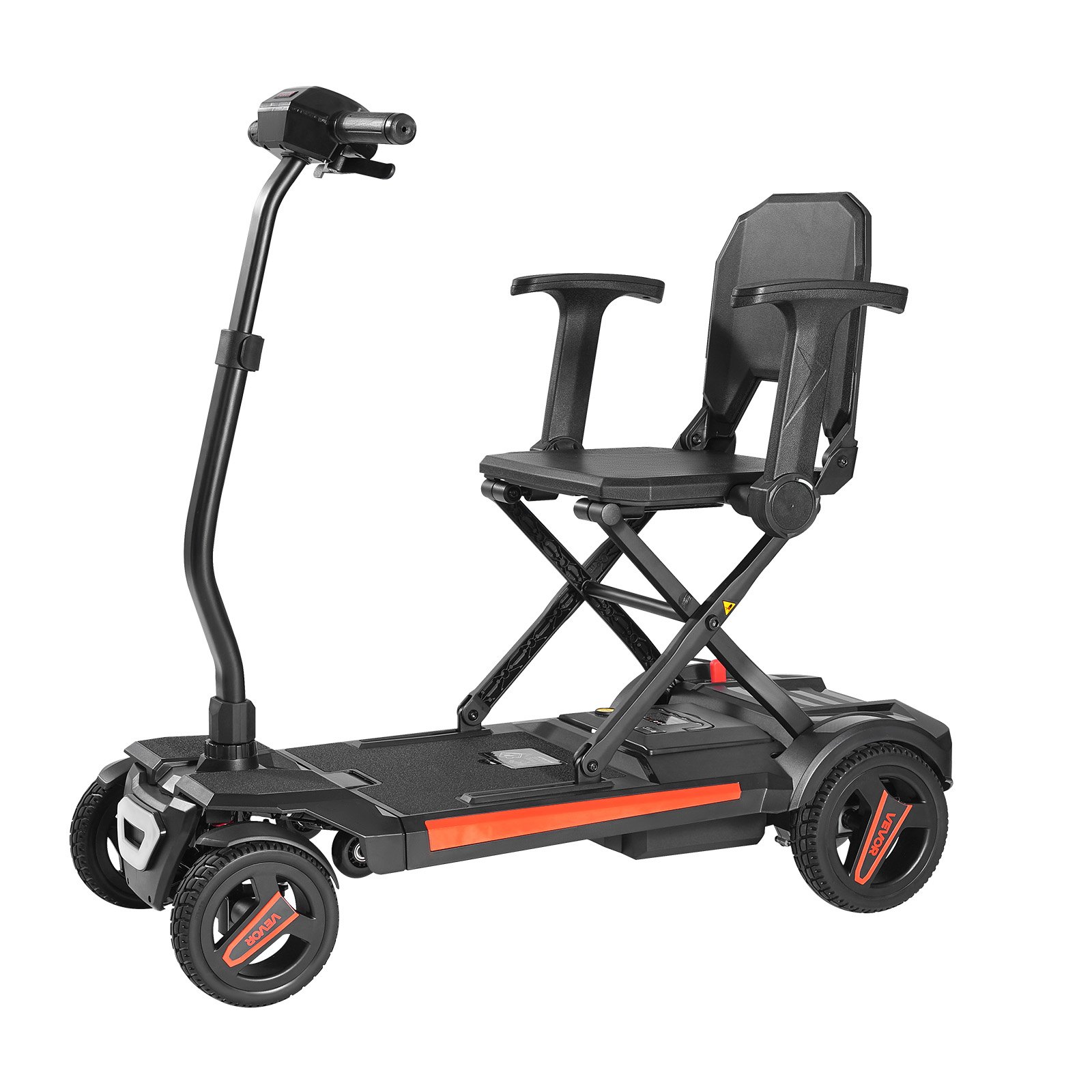 VEVOR Patinete Eléctrico de Movilidad de 4 Ruedas para Adultos y Personas Mayores, Plegable Automáticamente con Control Remoto, Teclas NFC y Gran Alcance, Carga de 120 kg, Ruedas Todoterreno