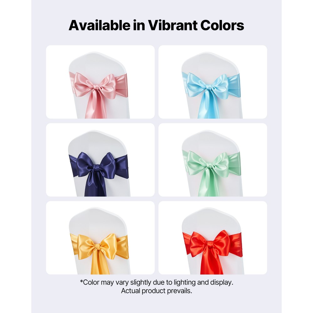 VEVOR Satin Chair Sashes Bows, 50PCS Chair Ribbon Ties Back Sash, 7 x 108 inch, Navy Blue Wedding Reception Decoration, for Wedding Ceremony Baby Shower Party Events Banquet Chair Cover Decoration