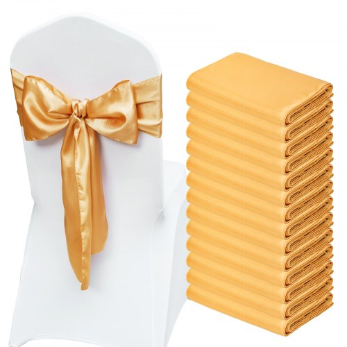 VEVOR 50 Piezas Doradas Lazos Elásticos de Spandex para Sillas, Fundas para Sillas y Bandas Elásticas para Sillas, Bandas Elásticas para Sillas, Bodas, Vacaciones, Fiestas, Decoración de Sillas