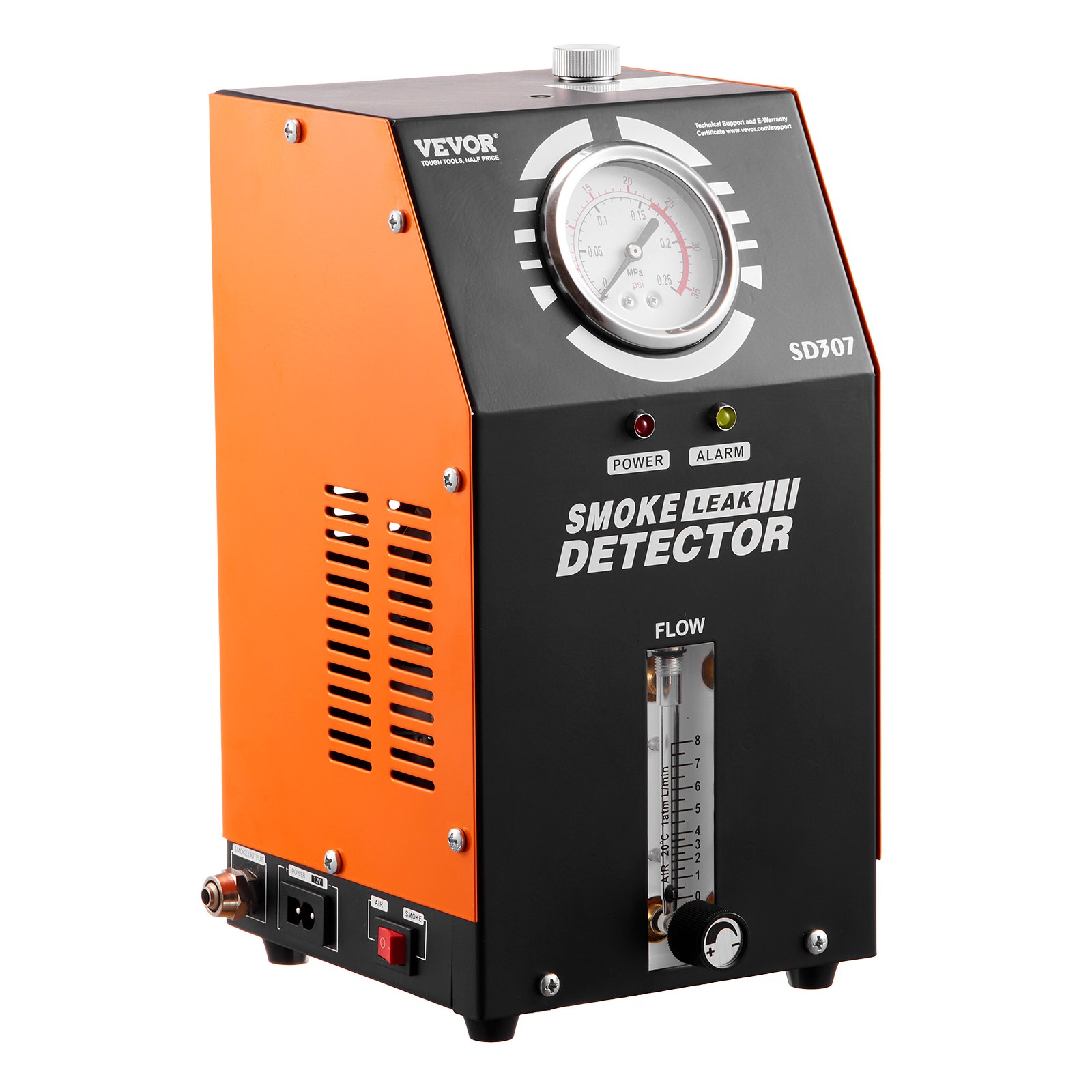 Detector de fugas de humo para automóviles VEVOR, comprobador de fugas de combustible al vacío EVAP con bomba de aire incorporada, manómetro y caudalímetro, detector de diagnóstico de combustible con tubo de vacío de 2 modos para automóviles, camiones y barcos de 12 V