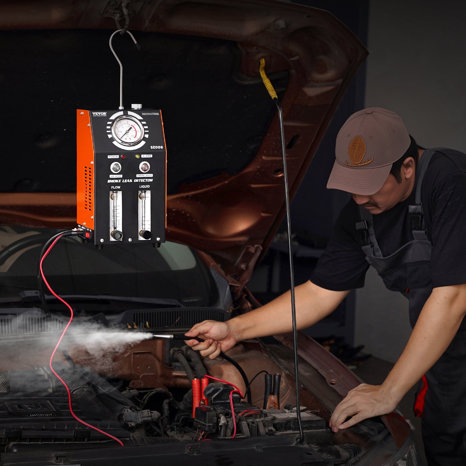 VEVOR Car Smoke Generator, Smoke Generator Leak Detector 8 L/min, Car Smoke Generator Air Mode & Smoke Mode Two Models, Leak Detector with Manometer & Air Pumps, Fuel Tank Check