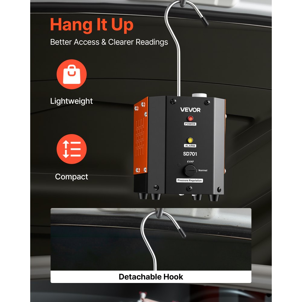 VEVOR Detector de Fugas de Humo Automotriz 12 V CC, Máquina de Fugas de Humo Probador de Vacío EVAP, con Bomba de Aire Incorporada, Presión Ajustable, Detector de Tuberías de Combustible para Coches