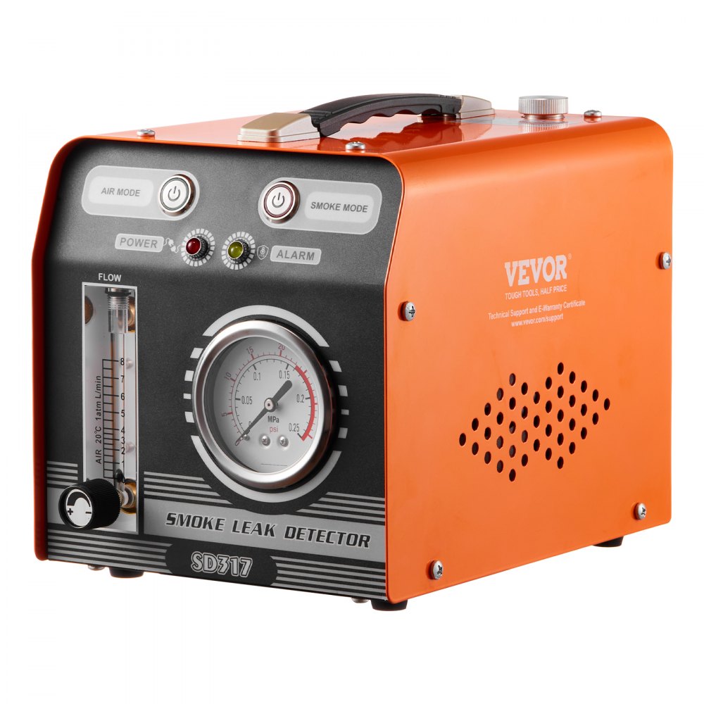 Detector de fugas de humo para automóviles VEVOR, comprobador de fugas de humo EVAP con bomba de aire incorporada, manómetro y caudalímetro, detector de fugas de diagnóstico de modo dual para pruebas de vacío, combustible y tuberías