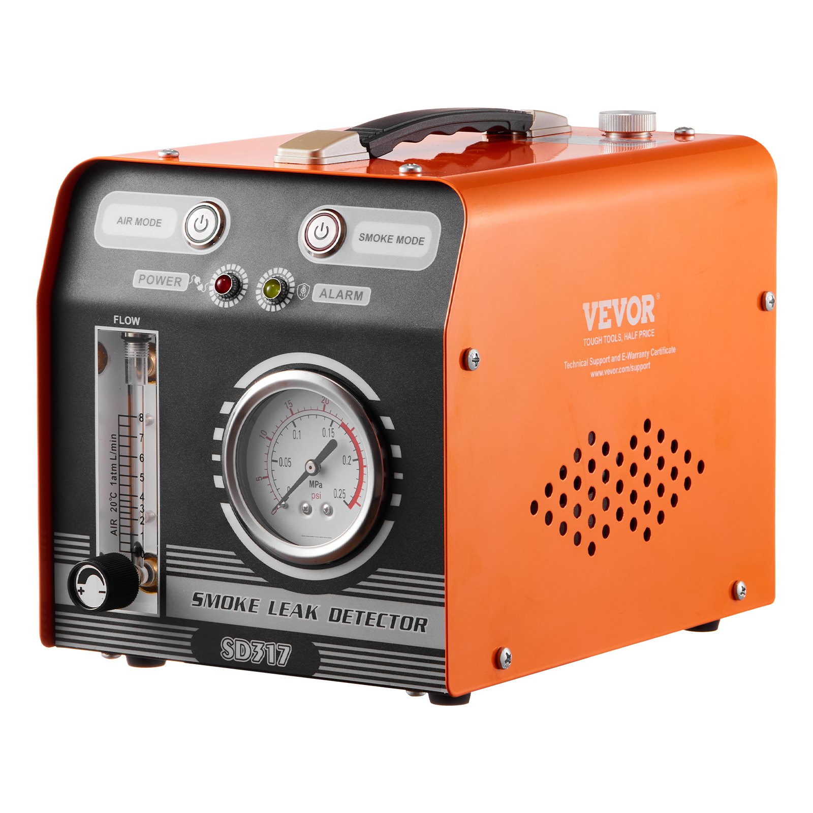 Detector de fugas de humo para automóviles VEVOR, comprobador de fugas de humo EVAP con bomba de aire incorporada, manómetro y caudalímetro, detector de fugas de diagnóstico de modo dual para pruebas de vacío, combustible y tuberías