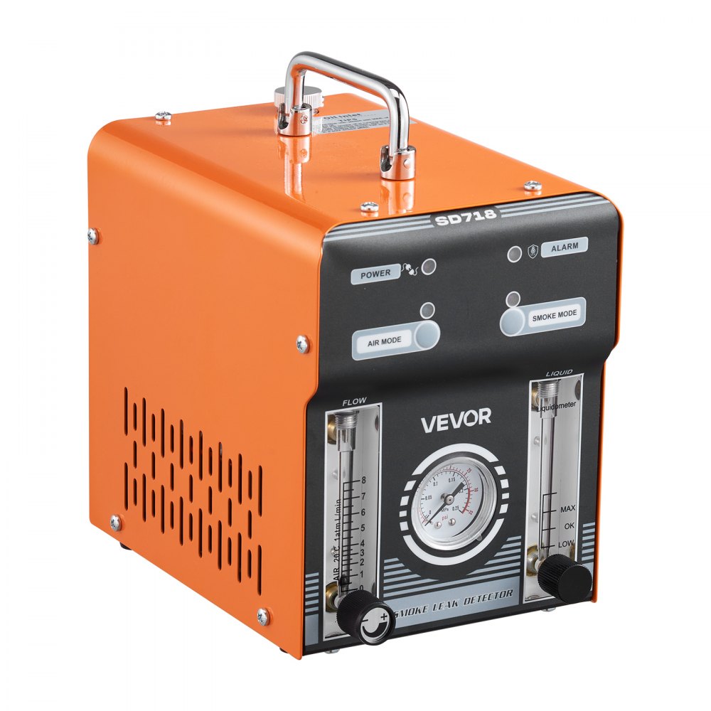 VEVOR Máquina de Fugas de Humo 12V CC, Detector de Fugas de Humo Automotriz Probador de Vacío EVAP, con Bomba de Aire, Manómetro, Medidor de Flujo, Indicador de Nivel de Aceite para Coches, Barcos