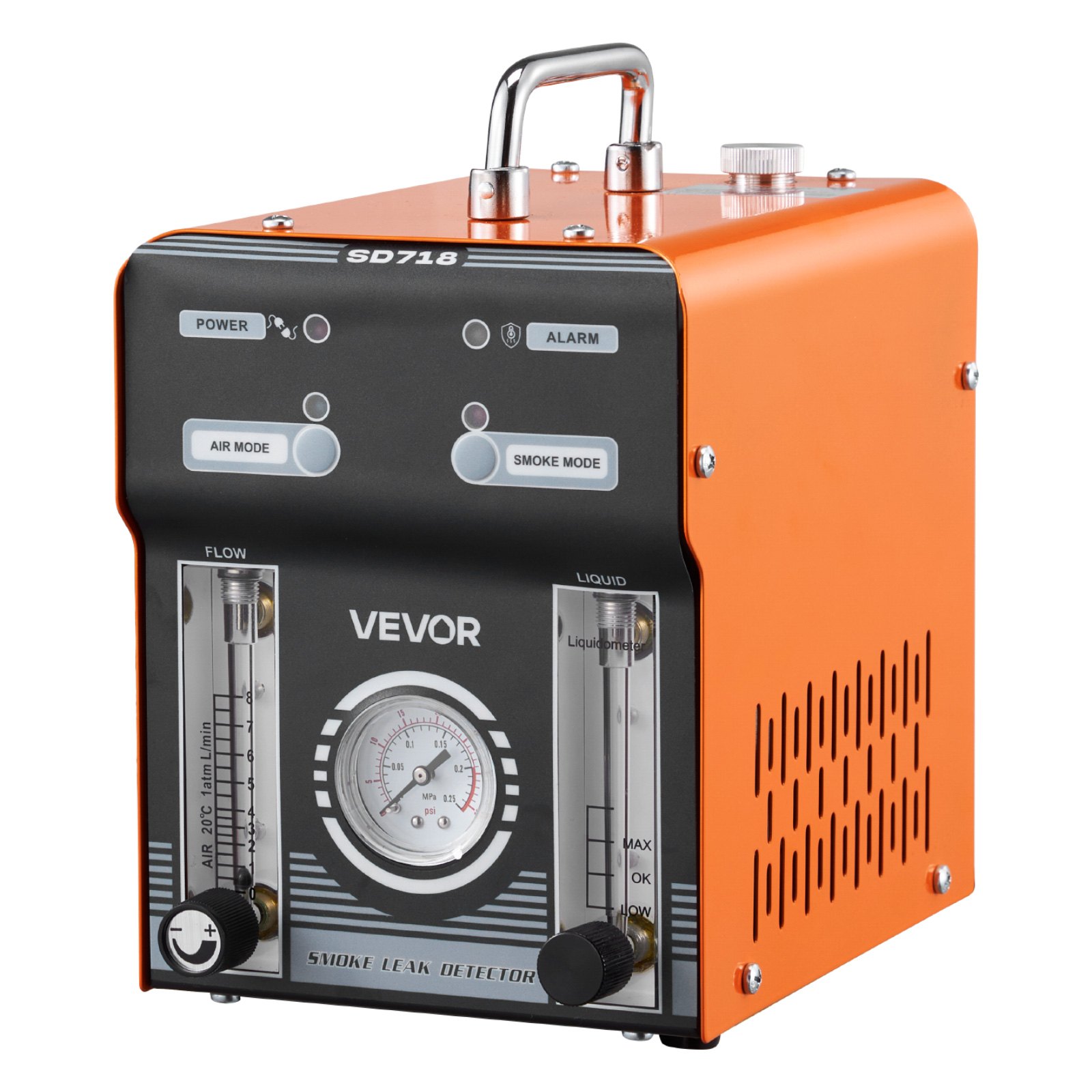 VEVOR Máquina de Fugas de Humo 12V CC, Detector de Fugas de Humo Automotriz Probador de Vacío EVAP, con Bomba de Aire, Manómetro, Medidor de Flujo, Indicador de Nivel de Aceite para Coches, Barcos