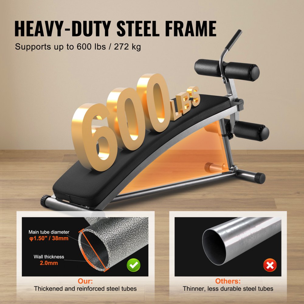 VEVOR Banco de Pesas Inclinado para Entrenamiento de Fuerza 132x42x85 cm, Negro