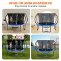 VEVOR Trampolín Exterior Interior Trampolín para Niños 245 cm Carga Máxima 150 kg con Red de Seguridad de 360° Cubierta de Espuma Gruesa Fácil de Instalar para Parque de Ocio en el Patio Trasero