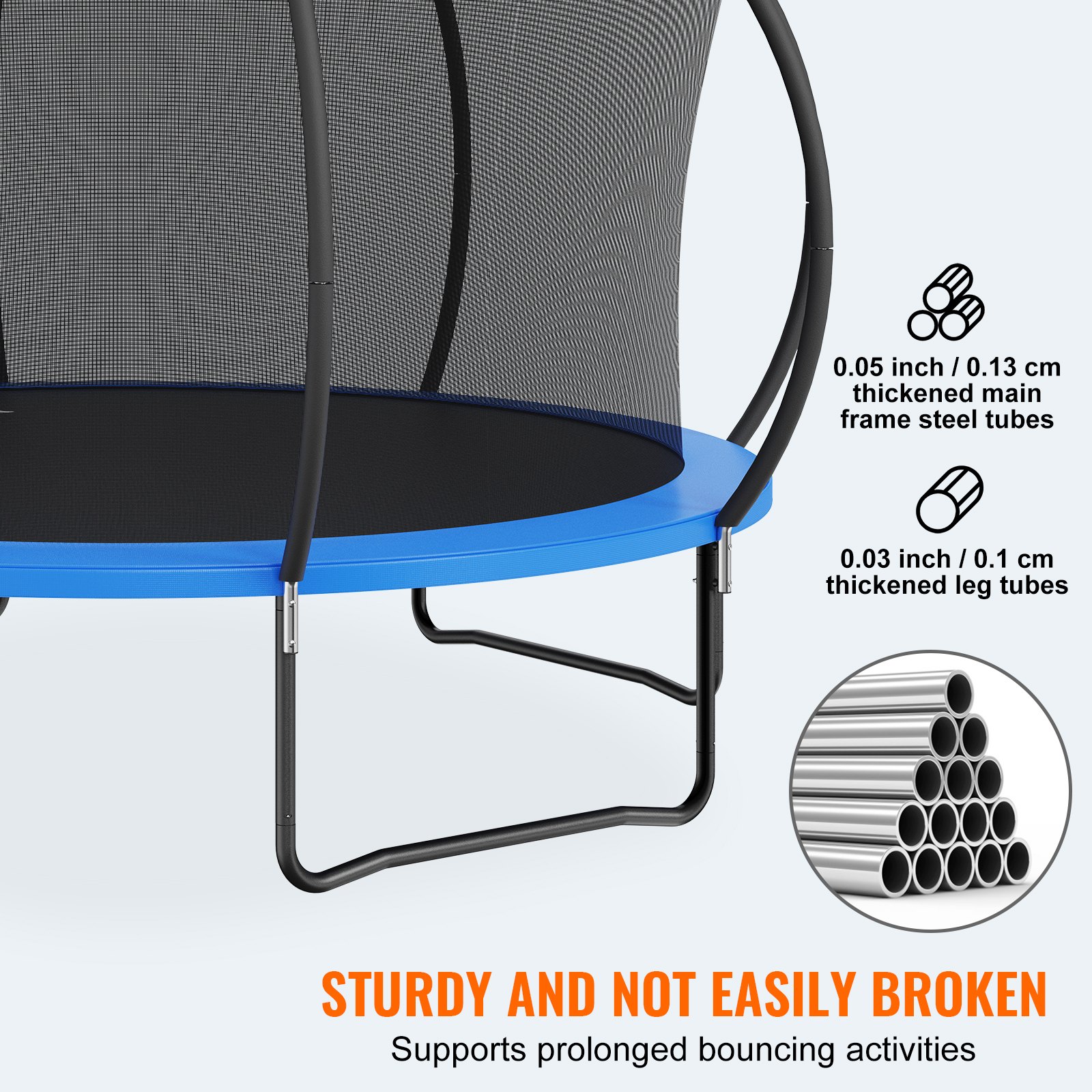 VEVOR Garden Trampoline, 96 cm Ladder Height, Indoor/Outdoor Children's Trampoline with 200 kg Load Capacity, 360° Safety Net, Shock-Absorbing, Outdoor Trampoline for Children & Adults