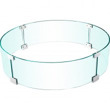 VEVOR Protector de fuego de vidrio 61x61x15cm Protector de viento para Hogueras 6,4mm de Espesor Paraviento Redondo para Hoguera con pasteles Estables
