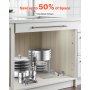 VEVOR Calentador de Alimentos con 2 Recipientes de Tamaño Completo(4,7 L Cada Uno), Redondo, para Catering con Tapa de Vidrio y Bandeja de Agua y Soporte Plegable, para Fiestas de Bufé, Plata