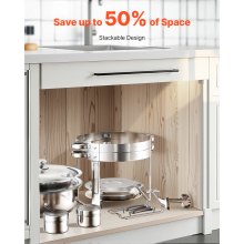 VEVOR Juego de Platos para Calentar Alimentos 4,7 L 2 uds Redondos Plateado