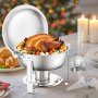 VEVOR Juego de Platos para Calentar Alimentos Acero Inoxidable 4,7 L 4 uds Plata