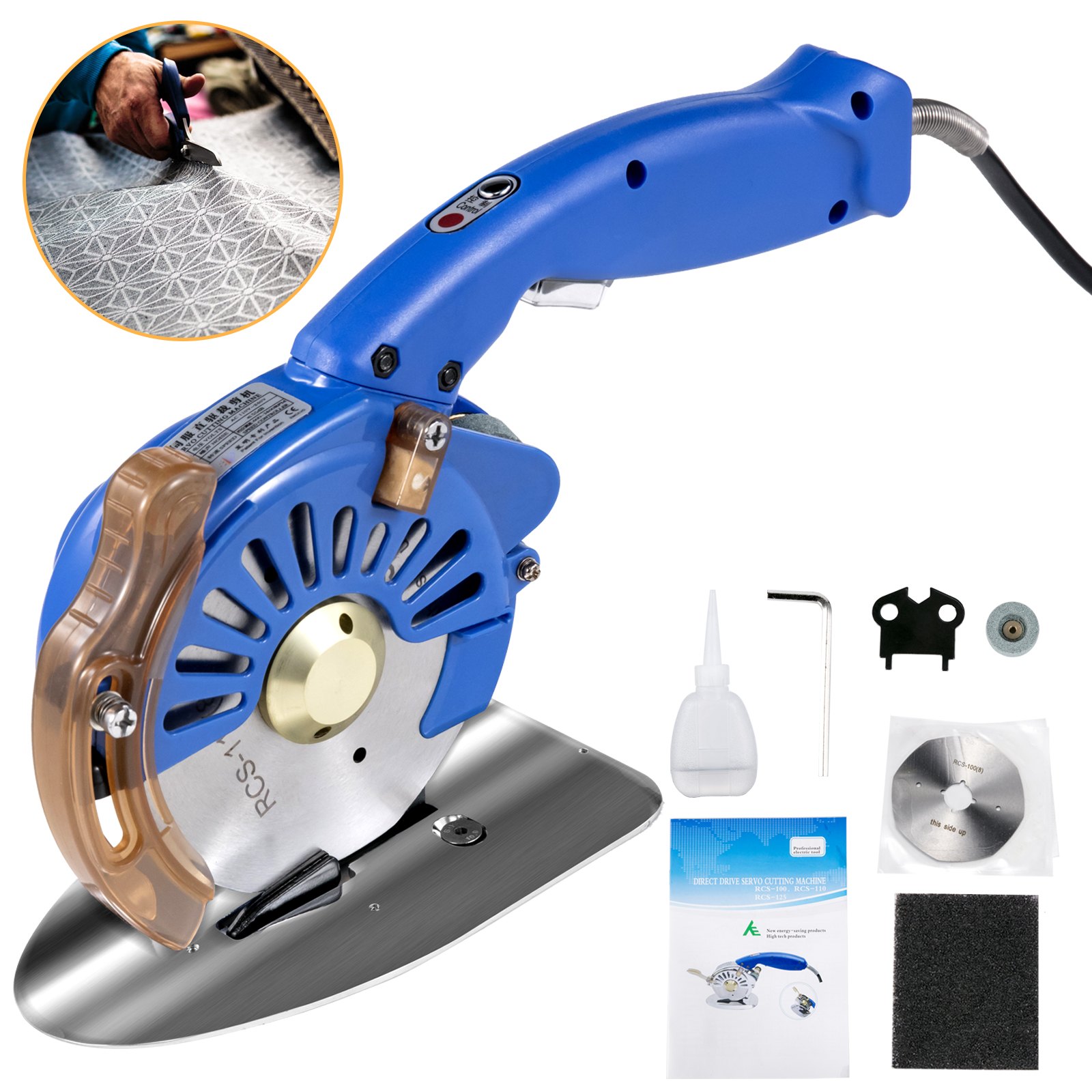 Cortadora Giratoria De Tela Cortador Eléctrico De 100mm Para Cuero Con Cuchillas