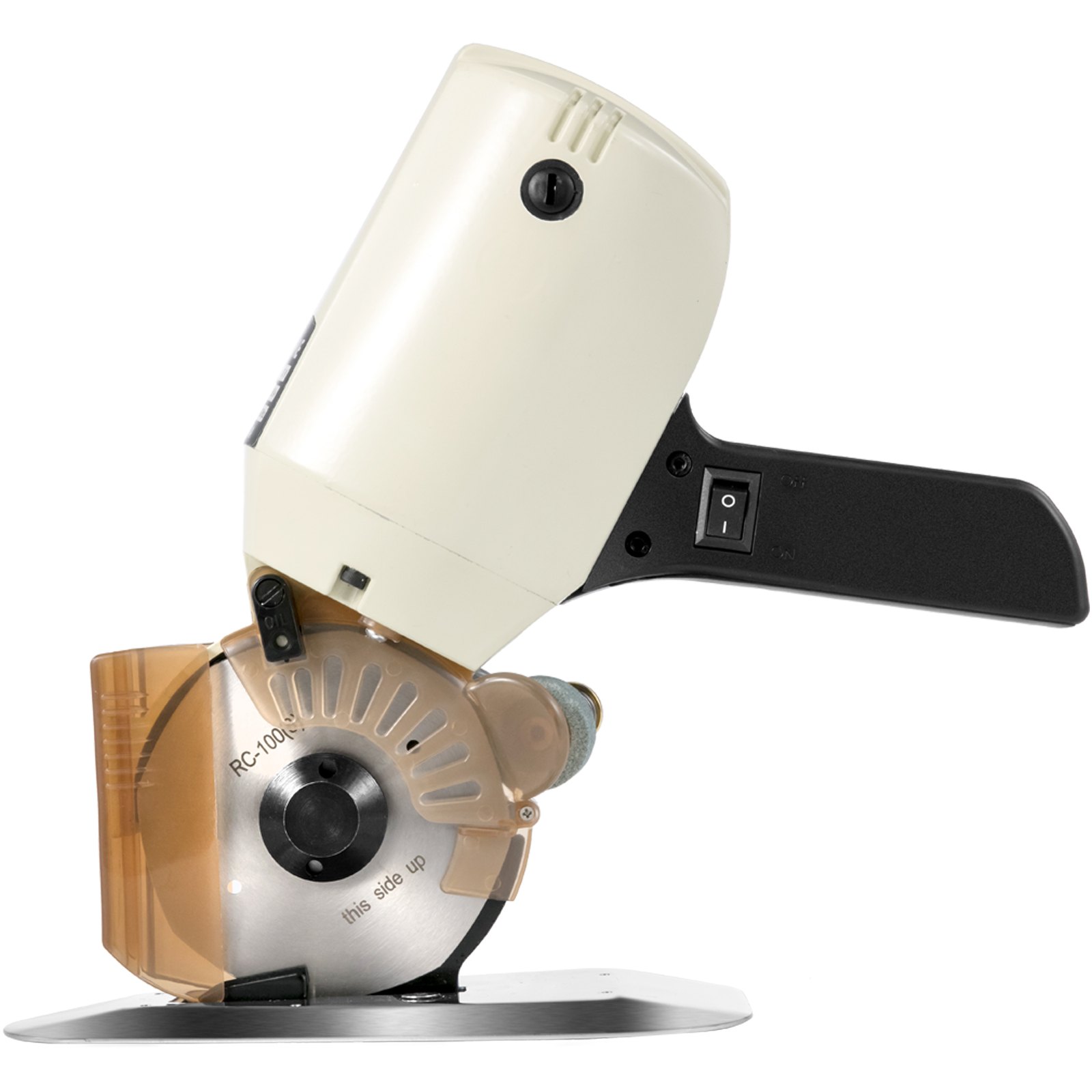 VEVOR Cortador de Tela Rotatorio, Máquina Cortadora de Tela Eléctrica, de 100mm, Máquina de Cortar Tela Eléctrico para Seda Lana Cuero, con Cuchilla, tijeras electricista profesional