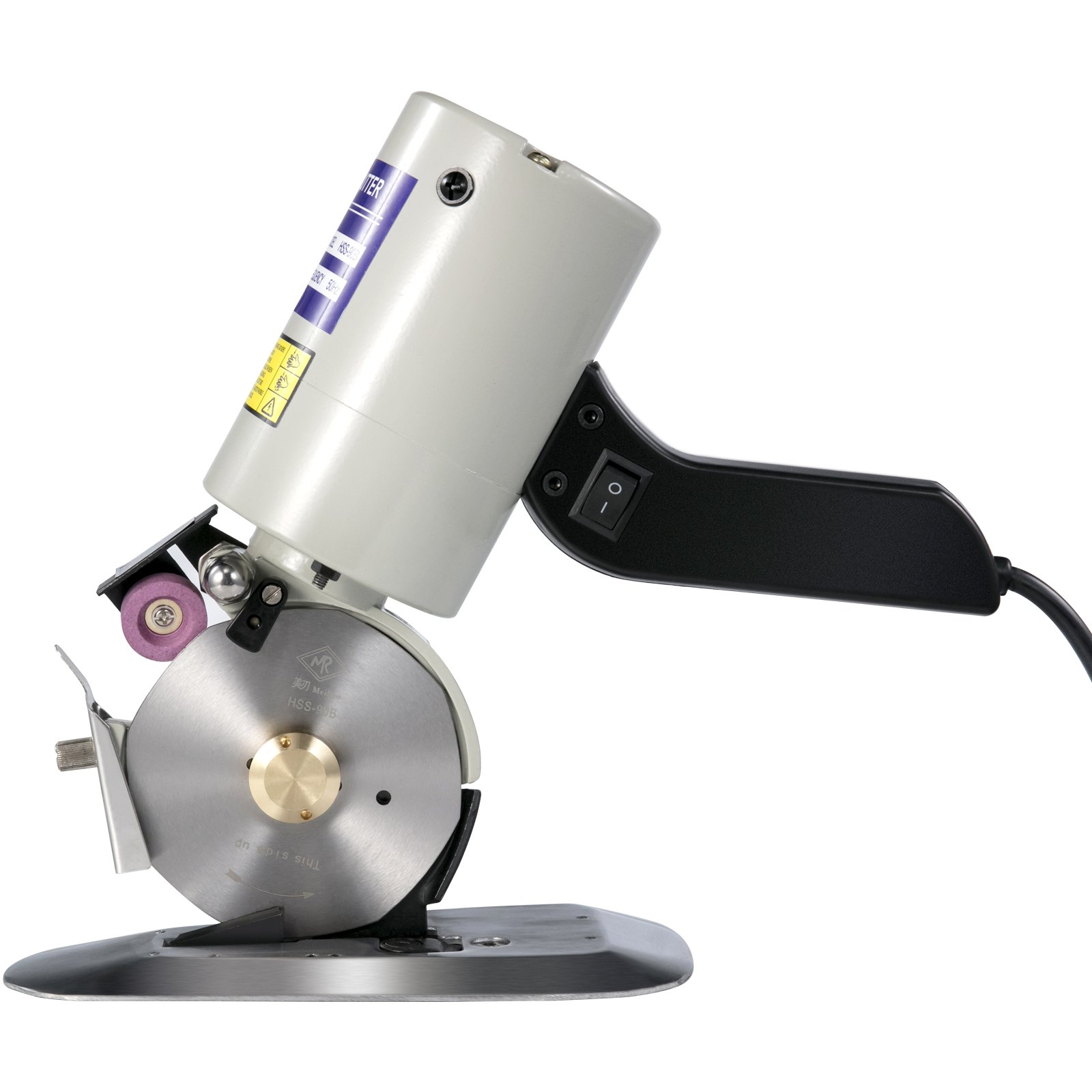VEVOR Cortadora de Tela, Giratorio Eléctrico, Cortadora Eléctrica de la Tela, de 90mm, Tijeras Electricista Profesional, con Cuchillas, Máquina de Cortar Redondo de Tela Eléctrico
