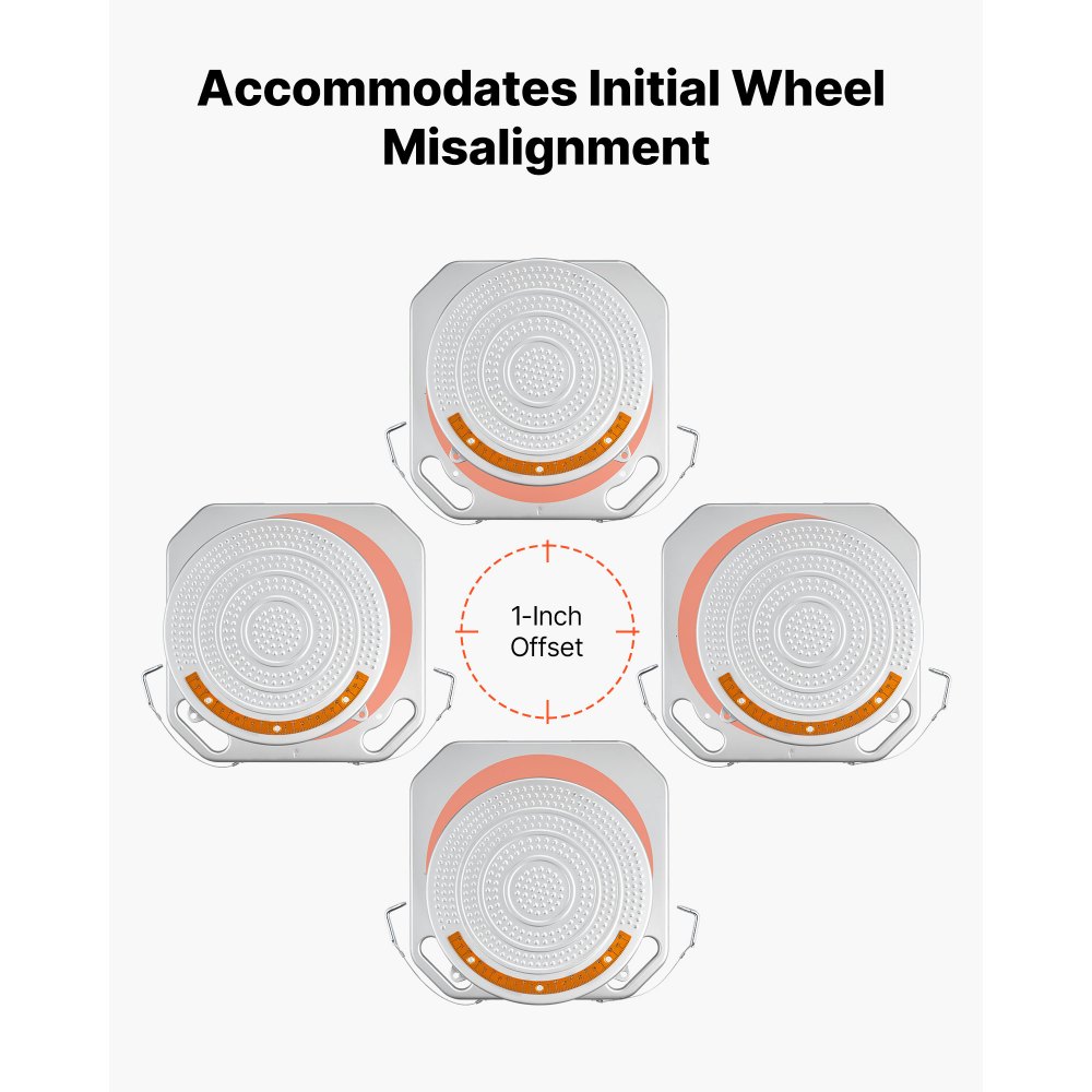 VEVOR Plato Giratorio de Alineación de Ruedas, 2 Toneladas por Plato, con Dial de Latón, con Puente de Transición y Bloque de Presión para Automóviles, SUV y Camionetas Ligeras, 400 x 400 x 50 mm