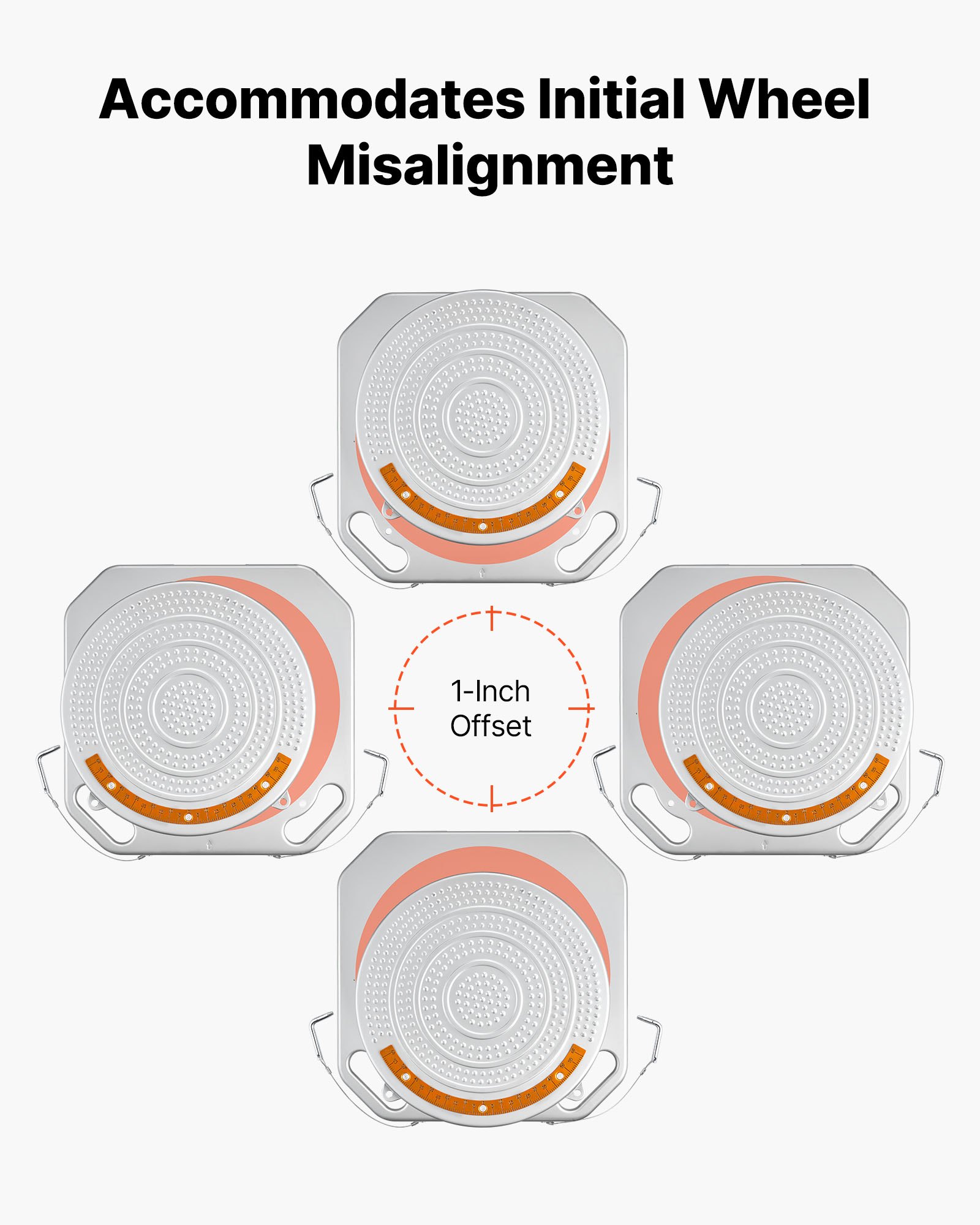 VEVOR Plato Giratorio de Alineación de Ruedas, 2 Toneladas por Plato, con Dial de Latón, con Puente de Transición y Bloque de Presión para Automóviles, SUV y Camionetas Ligeras, 400 x 400 x 50 mm