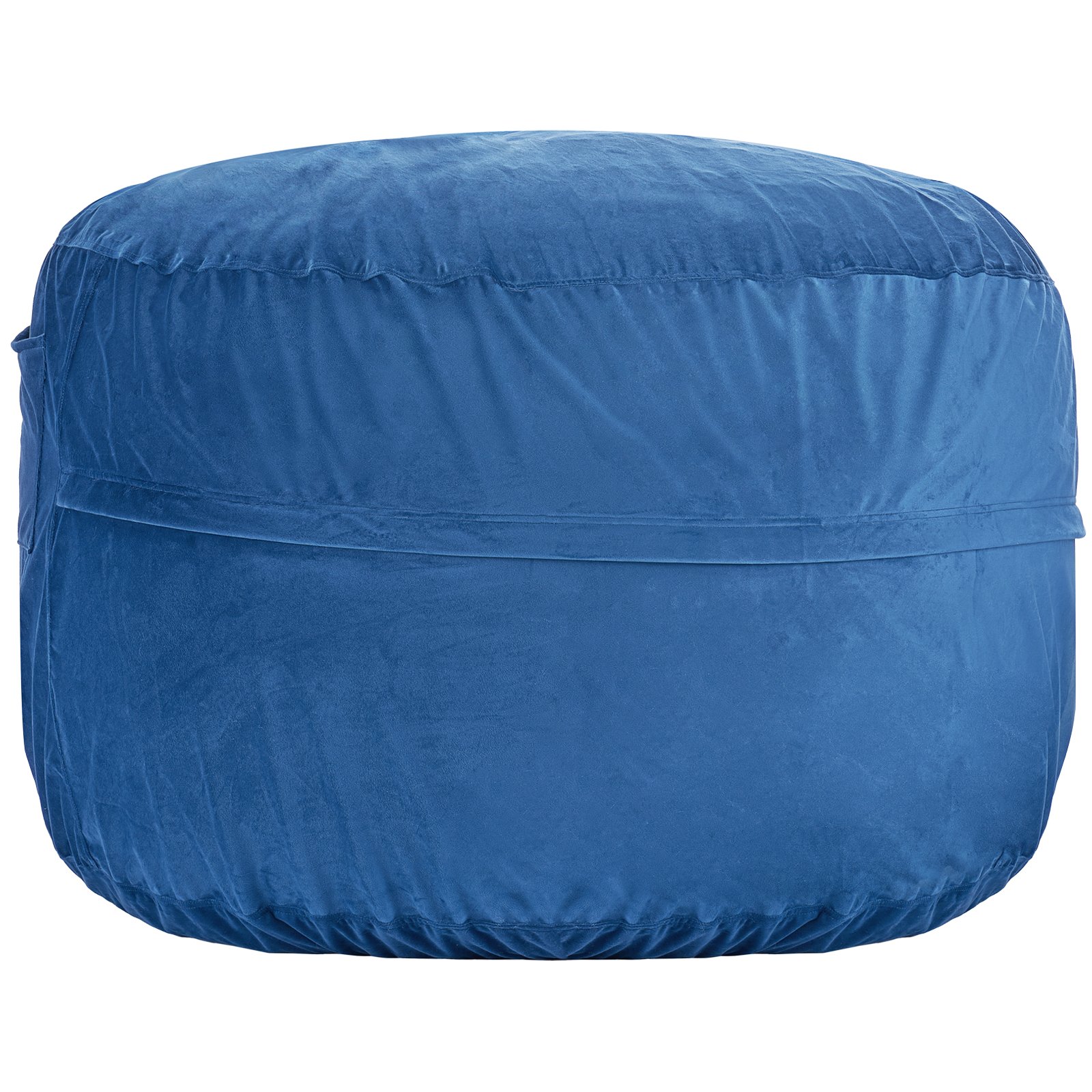 VEVOR Sillón Puff Redondo para Adultos 1168 x 1168 x 635 mm con Funda Extraíble y Lavable, Relleno de Espuma de Alta Densidad y Terciopelo Holandés, Asa y Bolsillo Lateral para Dormitorio, Azul