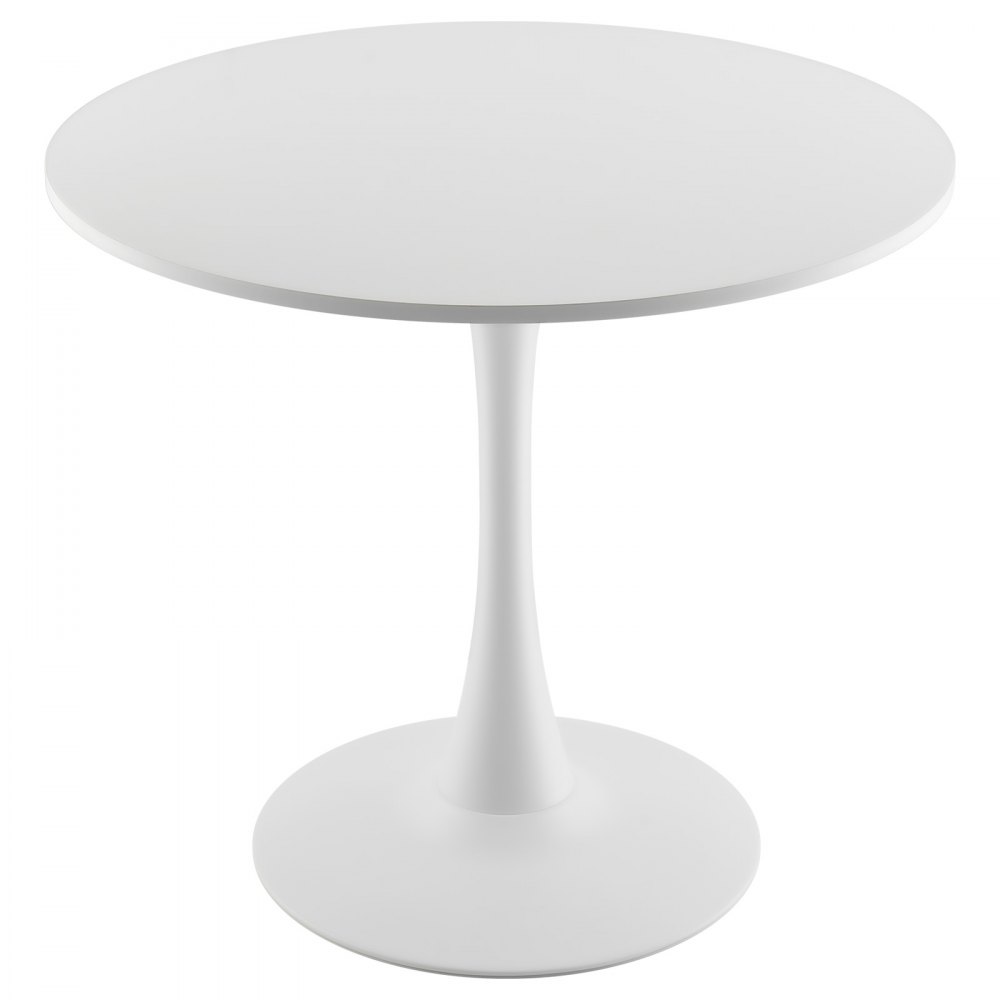 VEVOR Mesa de Comedor Redonda 80 cm de Madera para 2-4 Personas Mesa Moderna para el Ocio con Base de Pedestal en Diseño de Tulipán para Oficina, Hogar, Cocina, Sala de Estar, Blanco, Solo Mesa