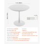 VEVOR round dining table, kitchen table, wooden table (80 cm / 113.4 kg load capacity) for 2-4 people, modern office tables with tulip-design pedestal base, for kitchen, home, living room, white (table only)