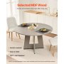 VEVOR Mesa de Comedor Redonda 120 cm de Madera para 2-4 Personas Mesa de Comedor Estilo Rústico para el Ocio con Patas de Madera Gruesas para Oficina, Hogar, Cocina, Sala de Estar, Gris, Solo Mesa