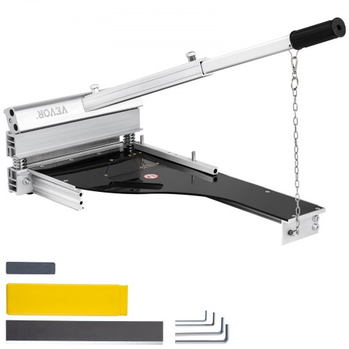 VEVOR Cortador de Pisos Laminados, Longitud de Corte 10" Guillotina para Laminado 38x60x30 cm, Ángulo de Corte 0°-45° Cortador de Suelo Laminado con Mango 69 cm para Hogar y Talleres, Blanco y Negro