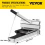 VEVOR Cortador de Pisos Laminados, Longitud de Corte 10" Guillotina para Laminado 38x60x30 cm, Ángulo de Corte 0°-45° Cortador de Suelo Laminado con Mango 69 cm para Hogar y Talleres, Blanco y Negro