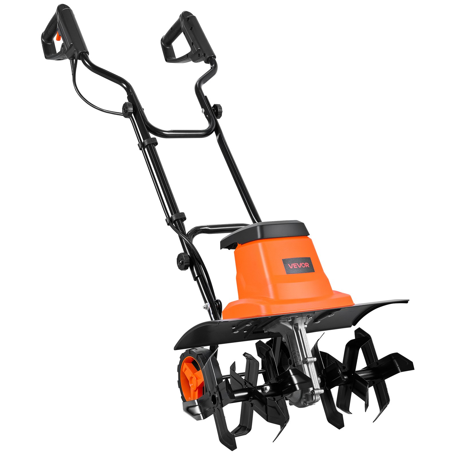 VEVOR Motoazada Eléctrica con Ruedas 1500 W, Ancho de Trabajo de 45 cm, 4 Profundidades Ajustables de Cultivar, Mango Plegable, Interruptor de Seguridad, Cobre, Motocultor para Jardín Huerto Césped