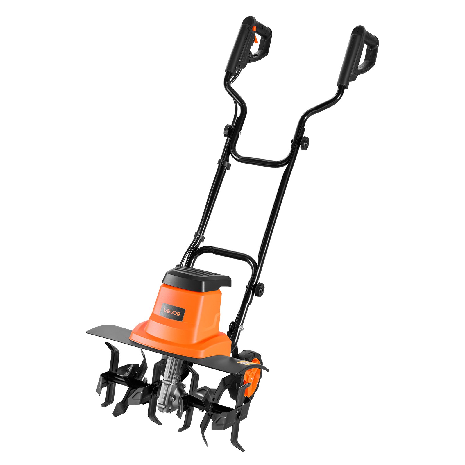 VEVOR Motoazada Eléctrica con Ruedas 1500 W, Ancho de Trabajo de 45 cm, 4 Profundidades Ajustables de Cultivar, Mango Plegable, Interruptor de Seguridad, Cobre, Motocultor para Jardín Huerto Césped