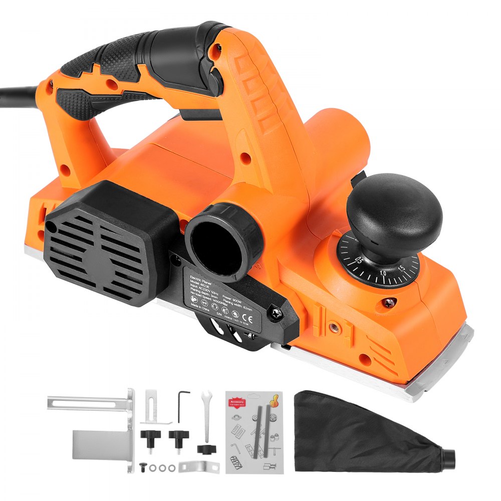 VEVOR Cepilladora Eléctrica con Cable Ancho de Corte de 82 mm, 900 W, 14500 RPM, Cepilladora de Madera, Profundidad de Corte Ajustable, Ideal para Carpintería, Biselado, Bricolaje, Acabado Liso
