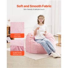 VEVOR Sillón Puf Redondo de 89 x 89 x 56 cm con Funda Extraíble y Lavable, Rosa